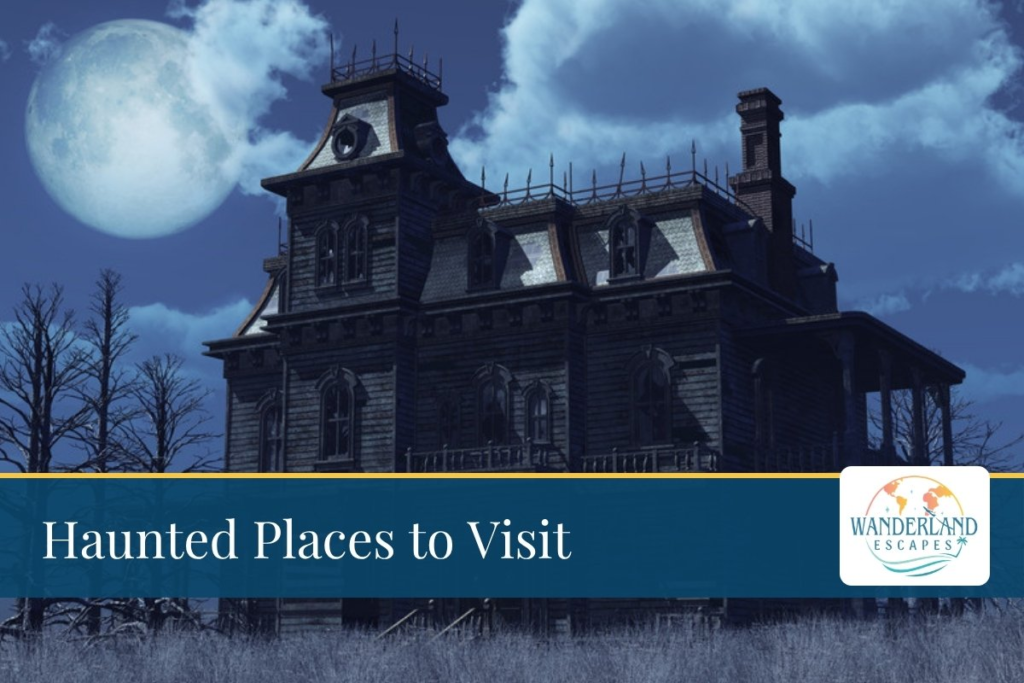 Abandoned Victorian house under a full moon, Haunted Places to Visit