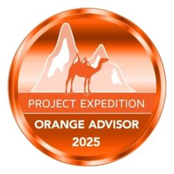 Project Expedition Orange Advisor 2025 badge with a camel silhouette and mountains